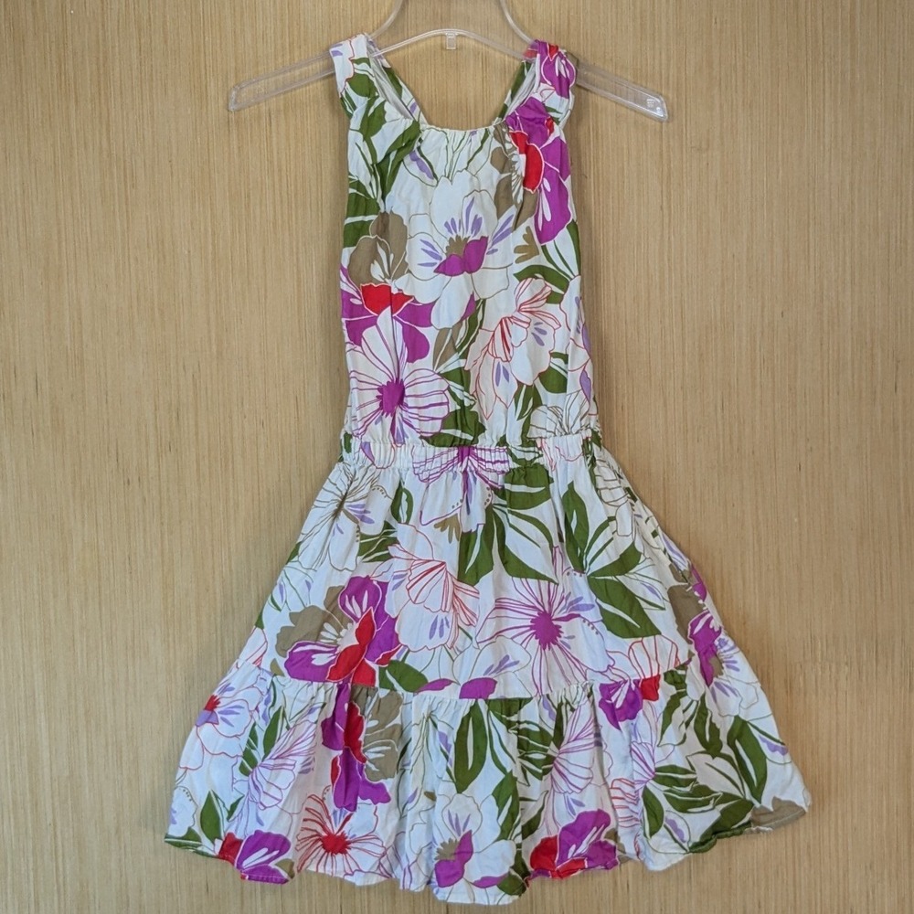 Gap Floral Cross Back Mini Dress XS‎ Tropical Tiered Cotton Resortwear Vacation